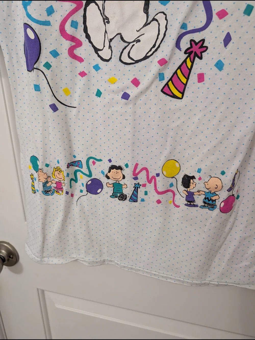 Vintage Charlie Brown Snoopy Party Theme Kids Nightgown Size 14
